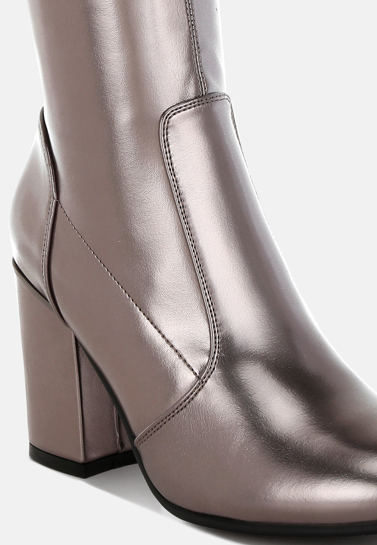 rag & co women metallic pleather long boots#color_pewter