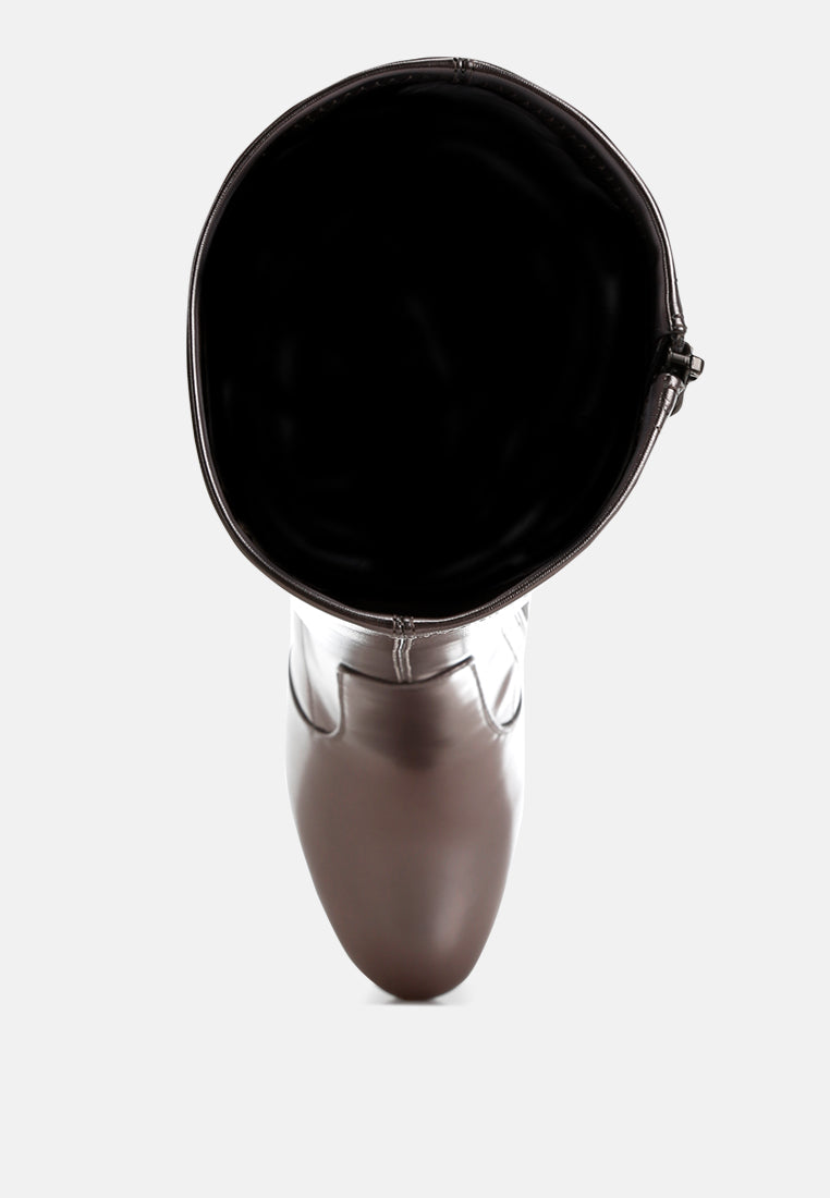 rag & co women metallic pleather long boots#color_pewter