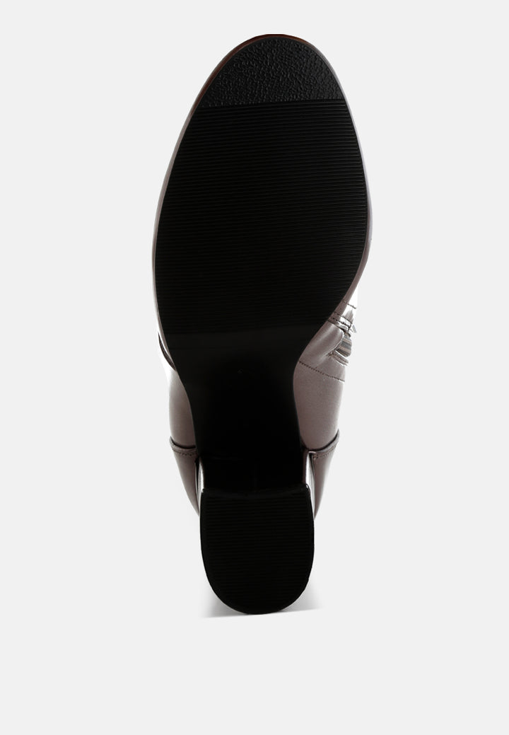 rag & co women metallic pleather long boots#color_pewter