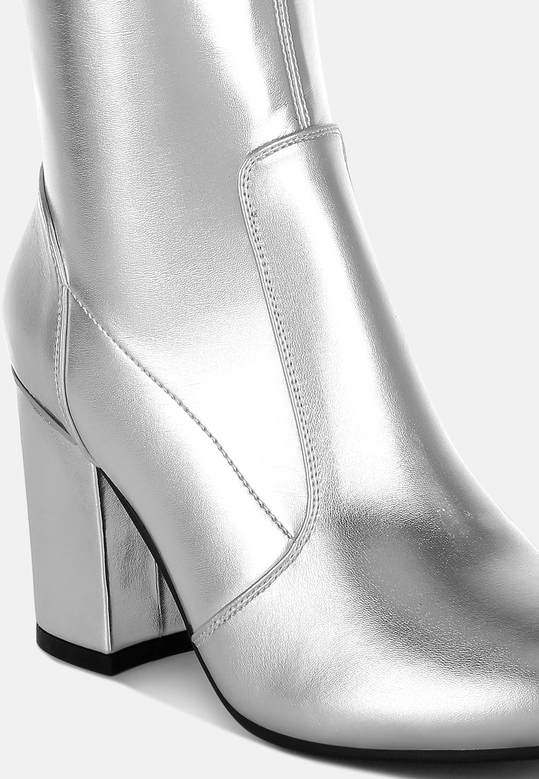 rag & co women metallic pleather long boots#color_silver