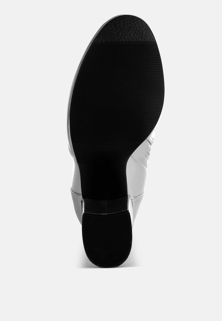 rag & co women metallic pleather long boots#color_silver