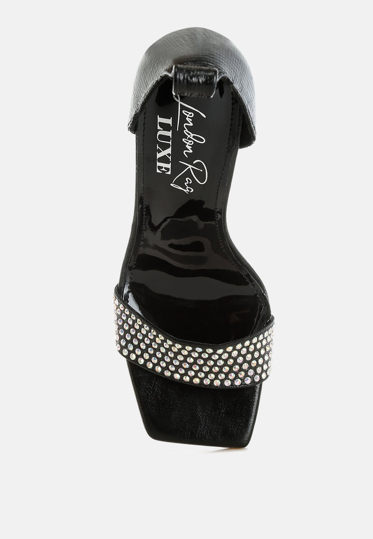 hashira ab rhinestone studded lace-up fantasy heels#color_black