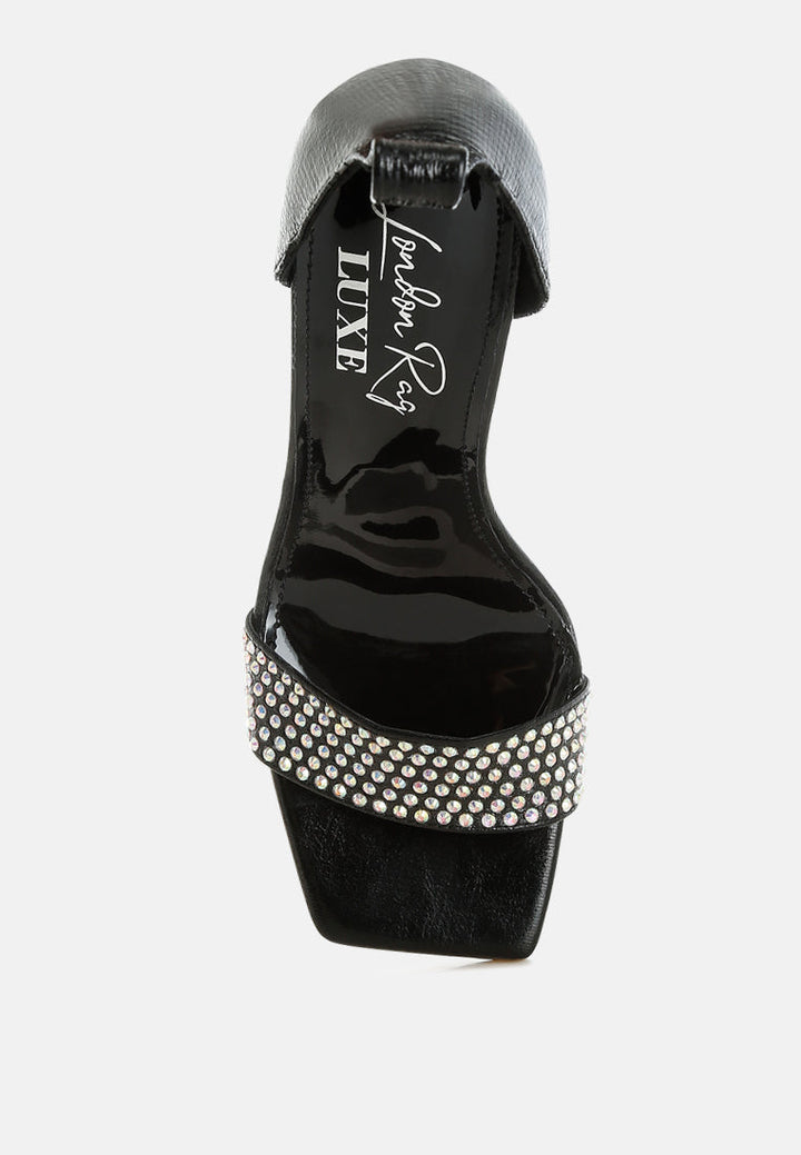 hashira ab rhinestone studded lace-up fantasy heels#color_black