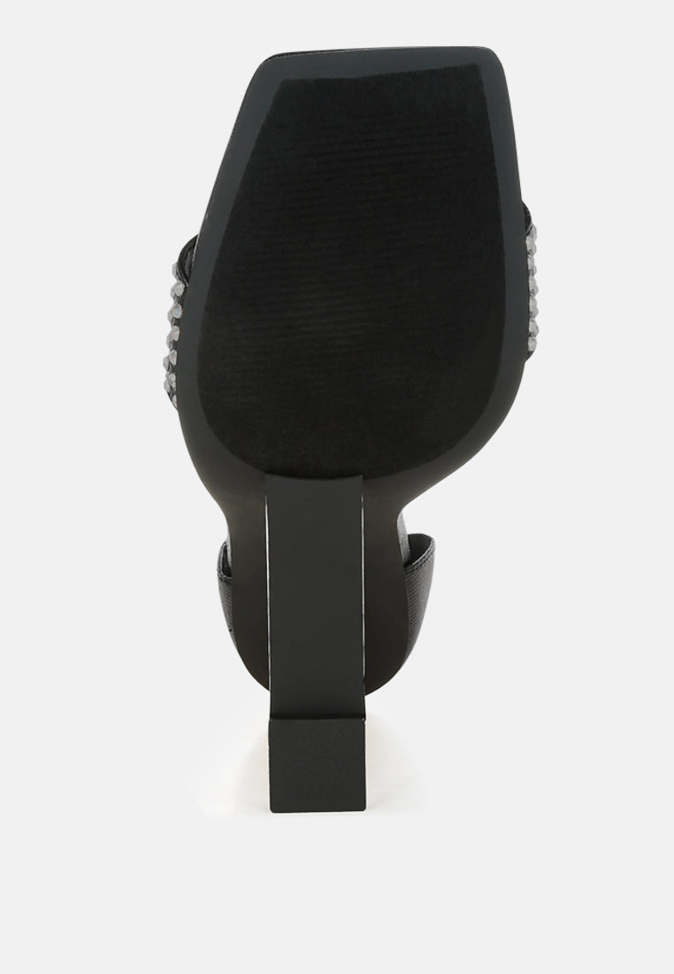 hashira ab rhinestone studded lace-up fantasy heels#color_black