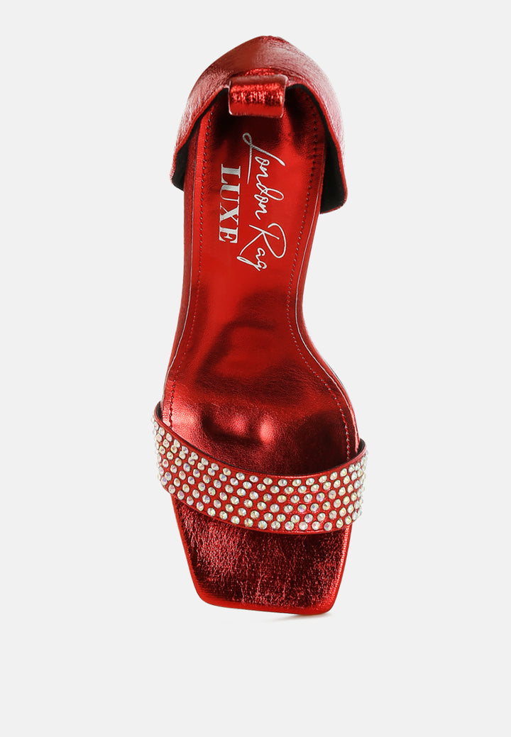 women rhinestone studded lace-up fantasy heels#color_red