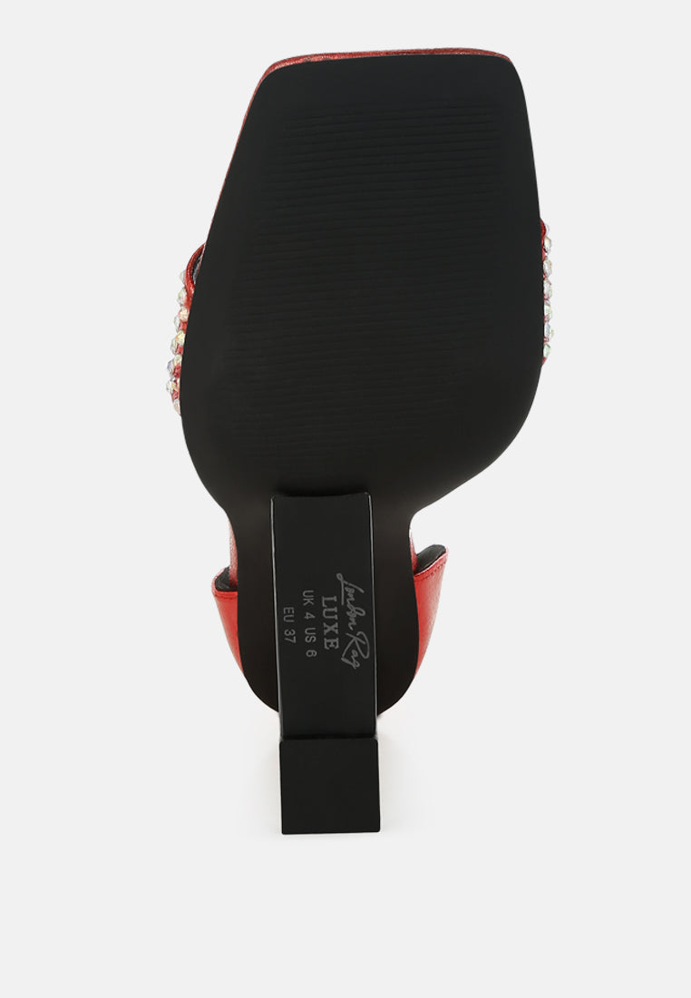 hashira ab rhinestone studded lace-up fantasy heels#color_red