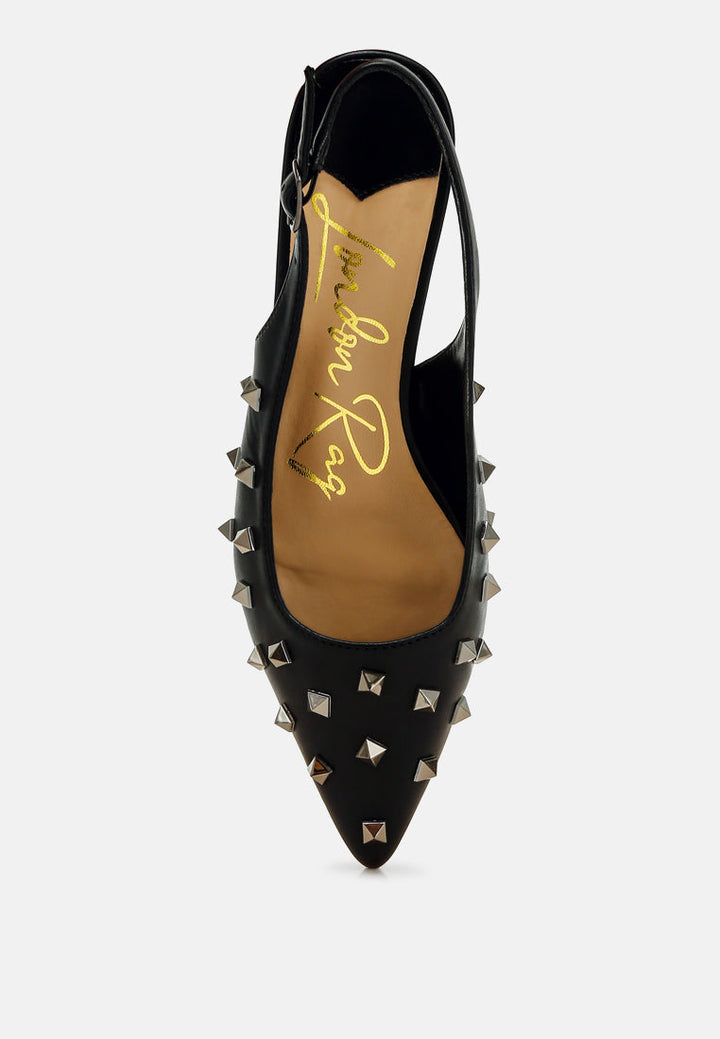 stud embellished kitten heels by ruw#color_black