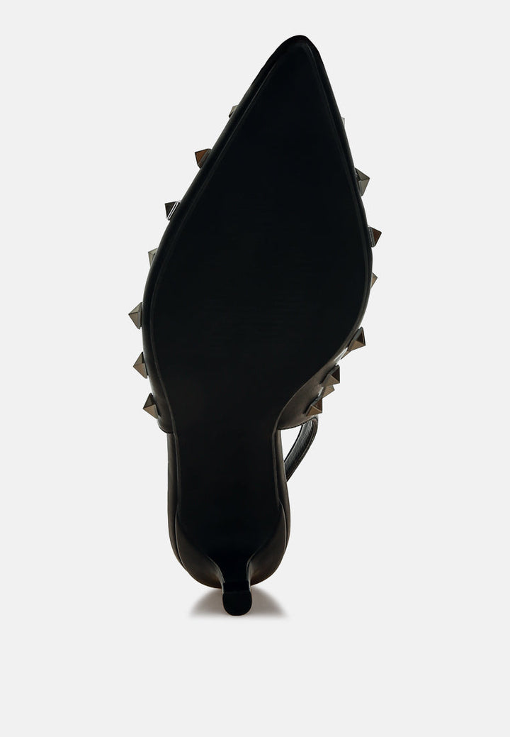 stud embellished kitten heels by ruw#color_black