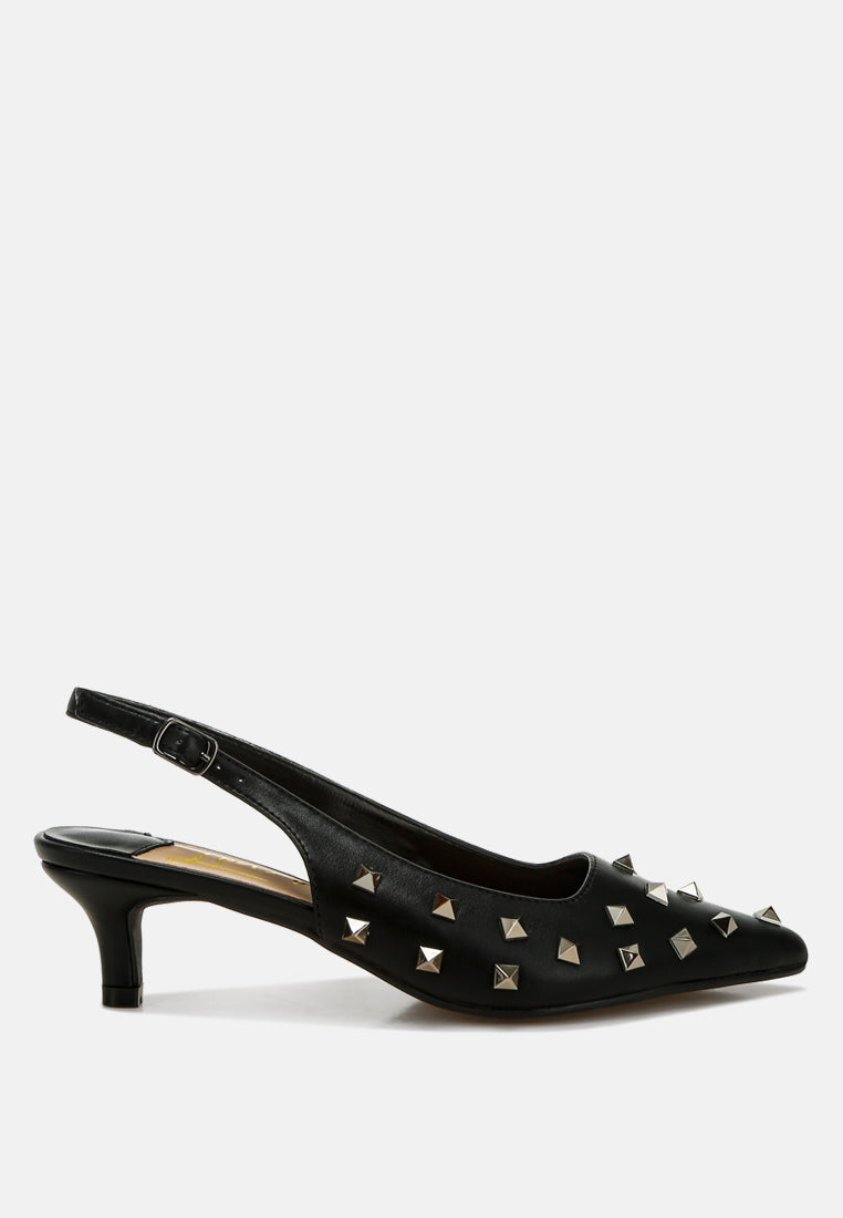 stud embellished kitten heels by ruw#color_black