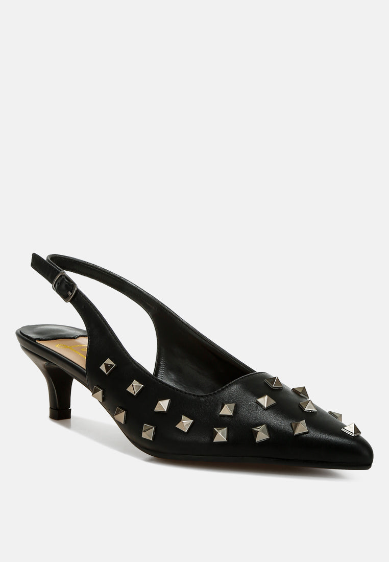 stud embellished kitten heels by ruw#color_black