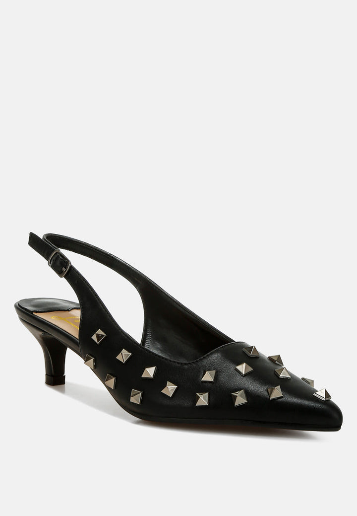 stud embellished kitten heels by ruw#color_black