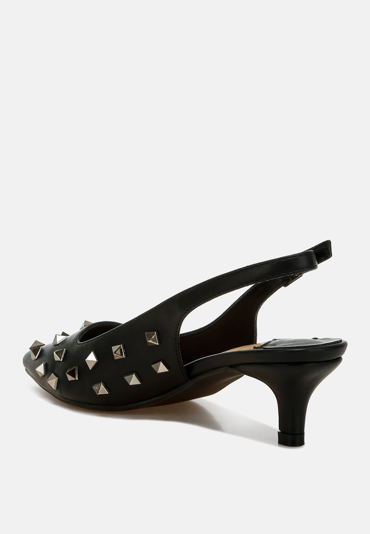 stud embellished kitten heels by ruw#color_black