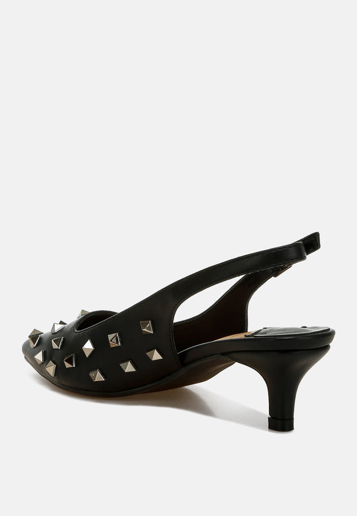 stud embellished kitten heels by ruw#color_black