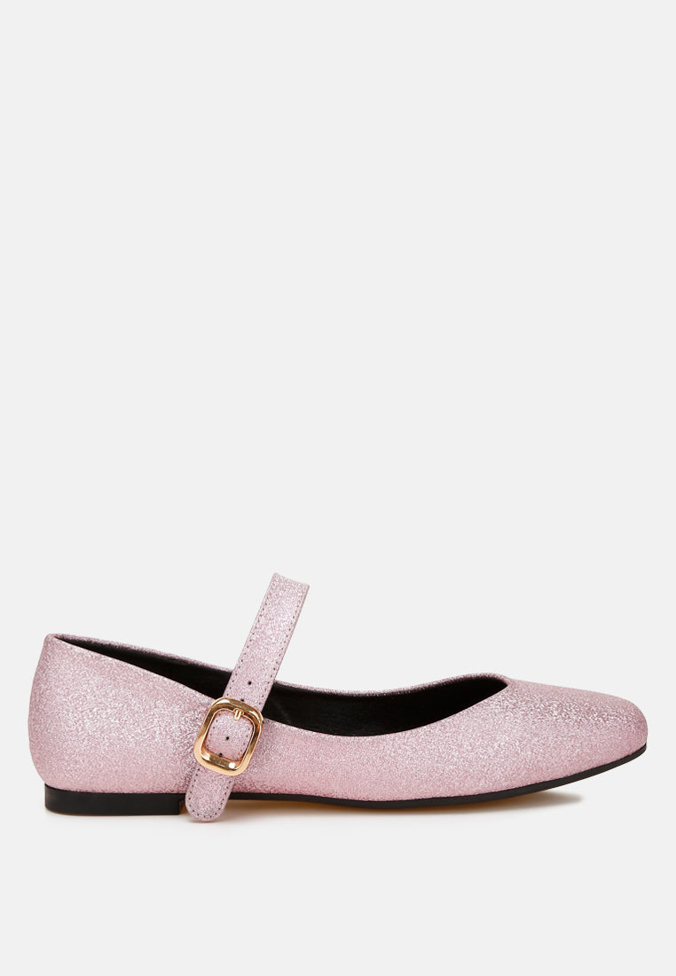 women glitter pin buckle ballerinas#color_pink