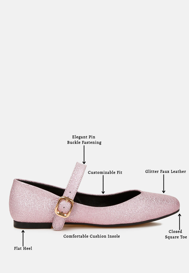 women glitter pin buckle ballerinas#color_pink