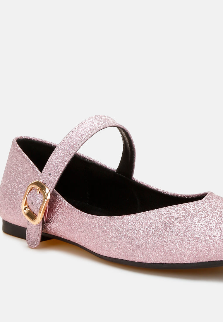 women glitter pin buckle ballerinas#color_pink