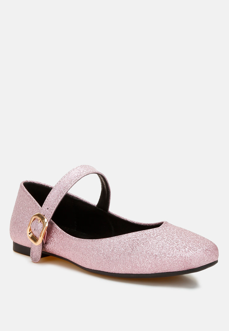 women glitter pin buckle ballerinas#color_pink