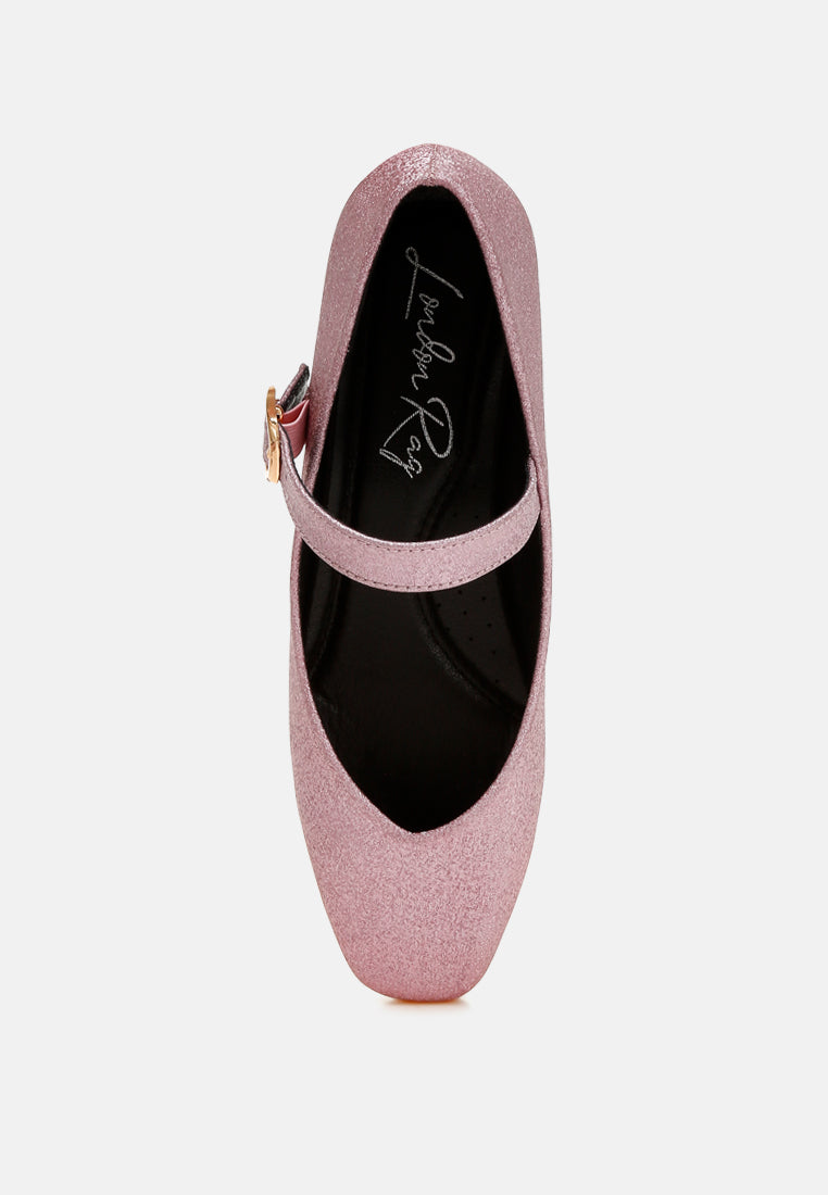 women glitter pin buckle ballerinas#color_pink