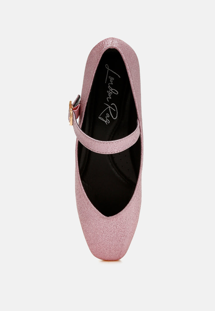 women glitter pin buckle ballerinas#color_pink