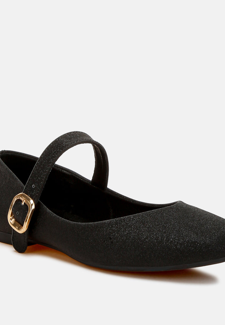 women glitter pin buckle ballerinas#color_black