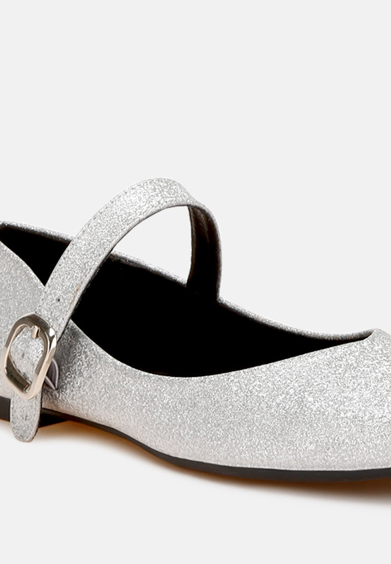 women glitter pin buckle ballerinas#color_silver