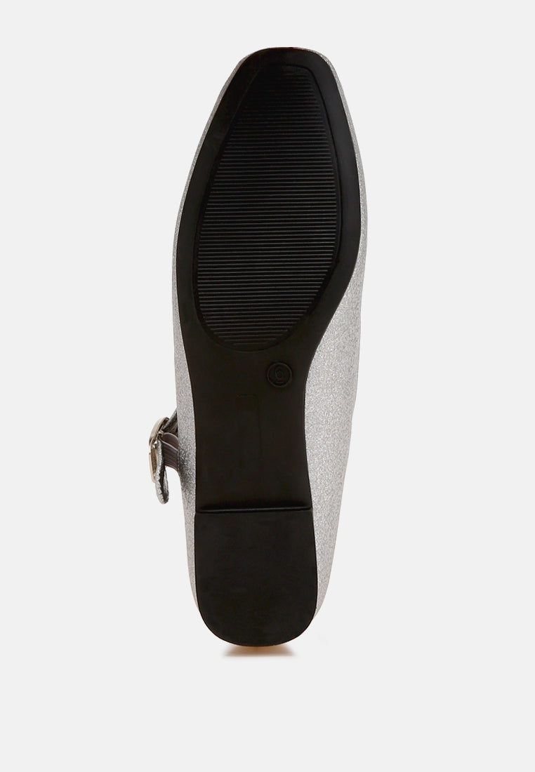 women glitter pin buckle ballerinas#color_silver