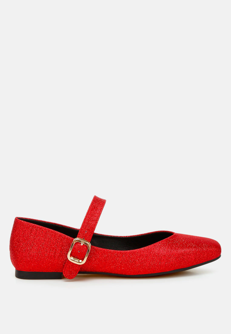women glitter pin buckle ballerinas#color_red