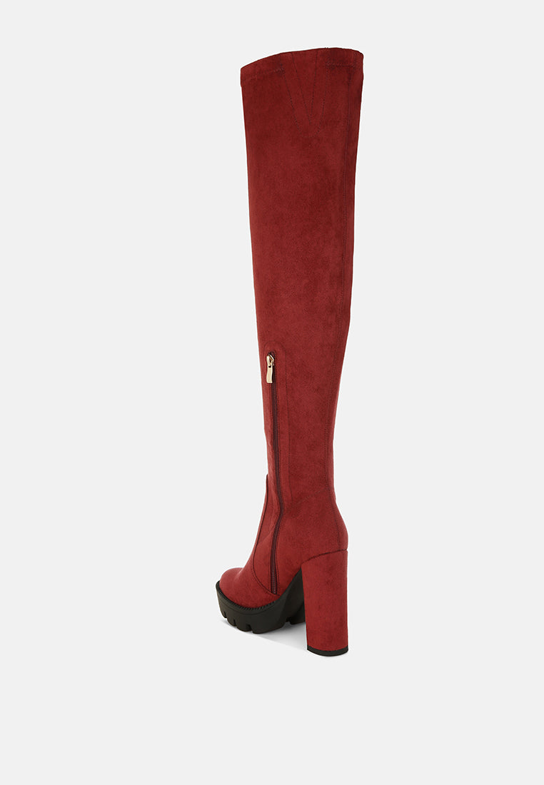 maple faux suede long boots by ruw#color_burgundy