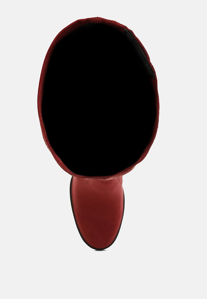 maple faux suede long boots by ruw#color_burgundy