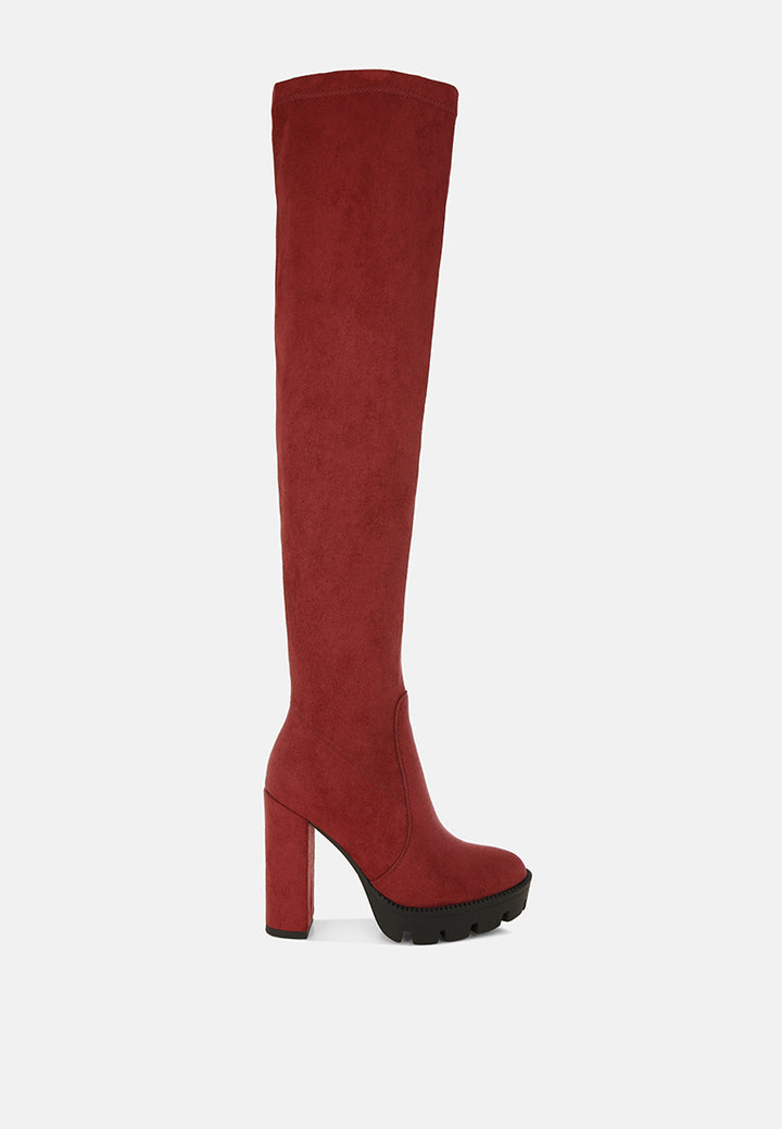 maple faux suede long boots by ruw#color_burgundy