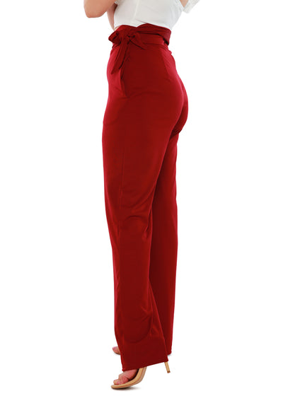 High Waist Wide Leg Pants in Red