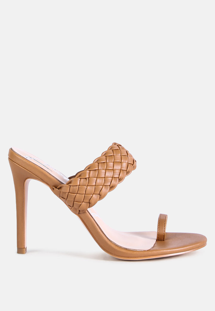 women woven strap toe ring sandals#color_tan