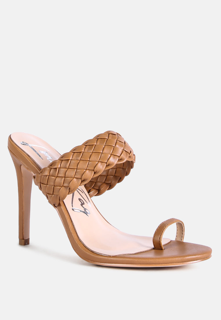 women woven strap toe ring sandals#color_tan