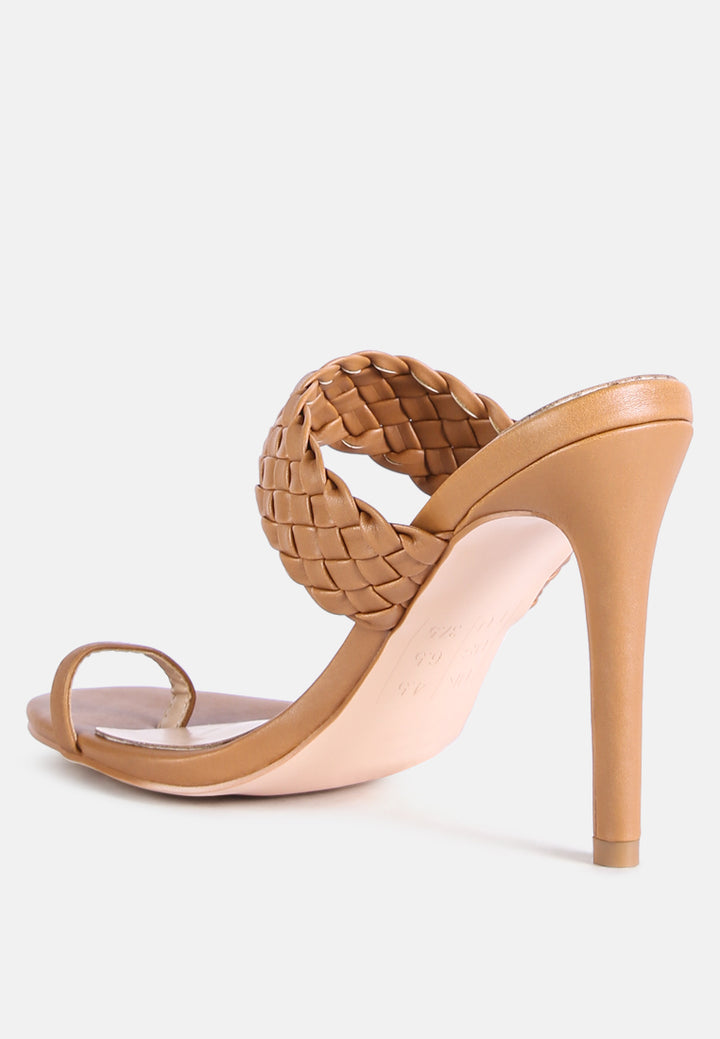 women woven strap toe ring sandals#color_tan