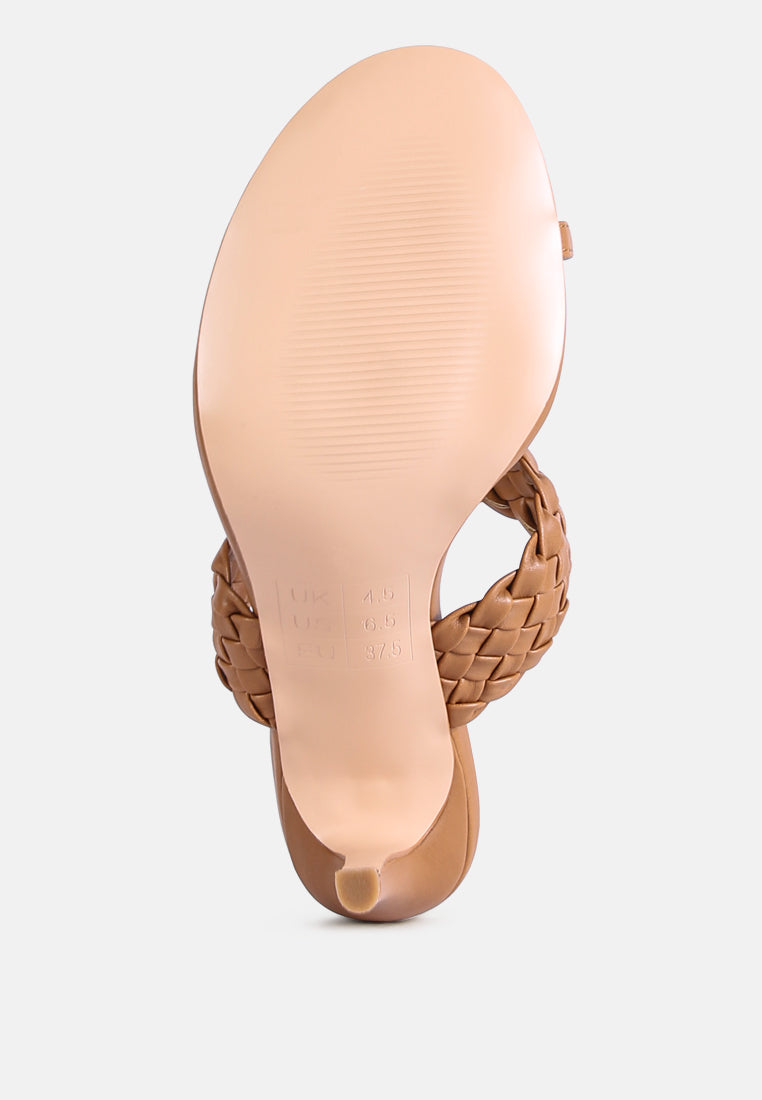 women woven strap toe ring sandals#color_tan