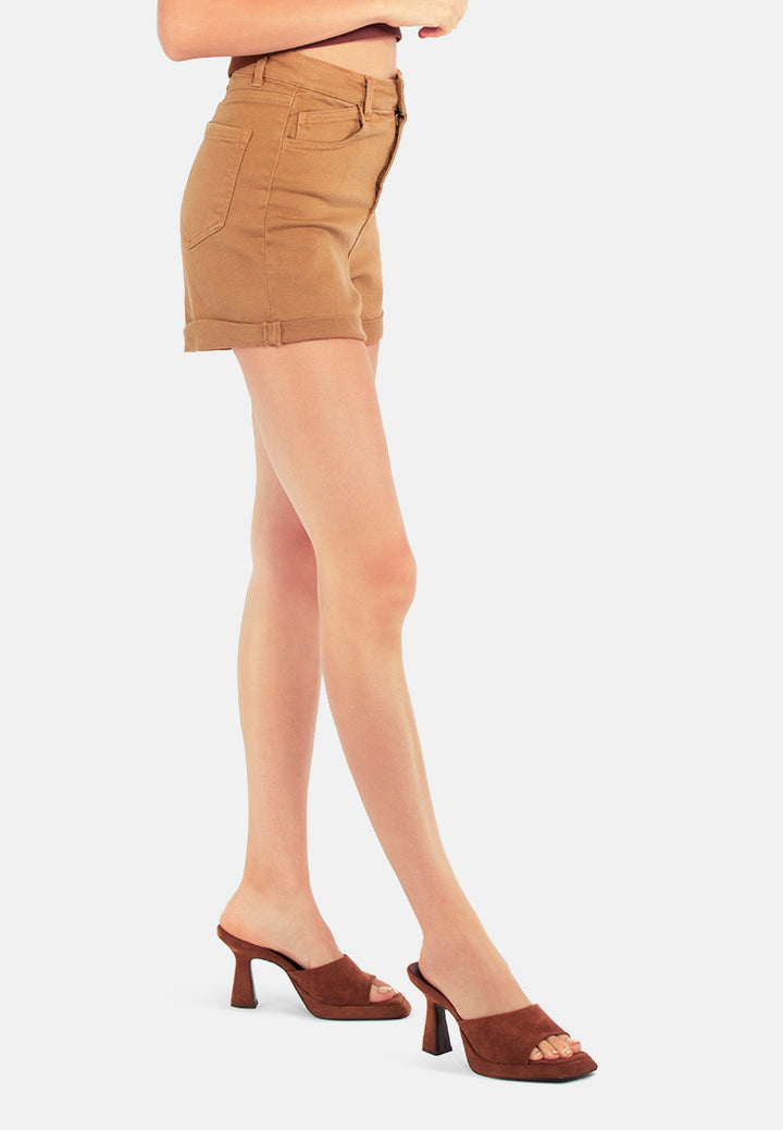 women high waist shorts#color_camel