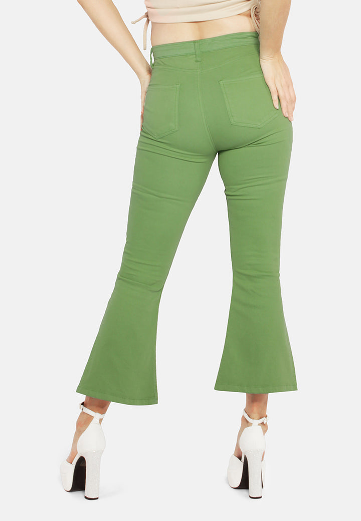 women high waist wide leg pants#color_green