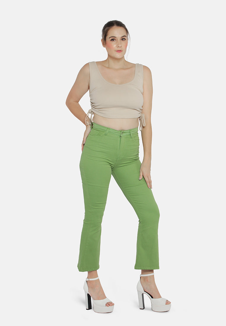 women high waist wide leg pants#color_green
