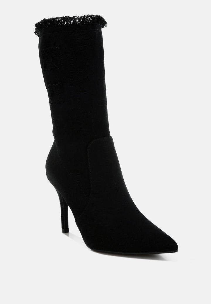 himkok distressed denim mid-calf boots#color_black-denim