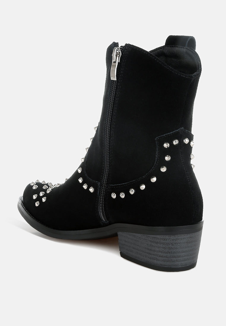 women embellished studs cowboy boots#color_black