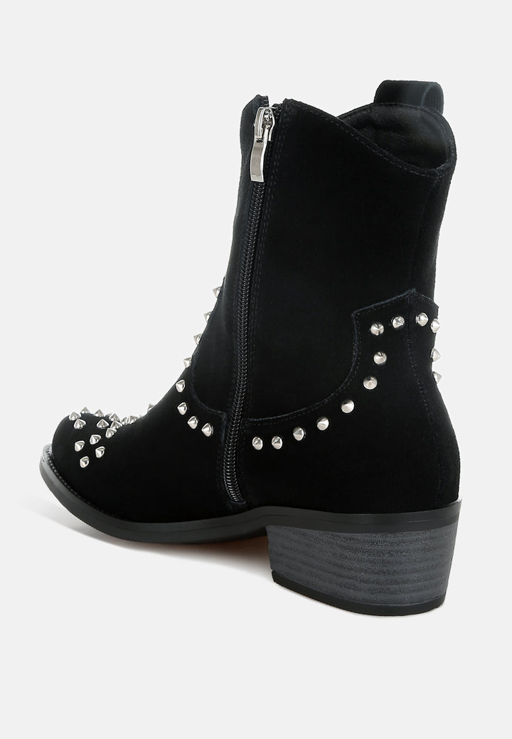 women embellished studs cowboy boots#color_black