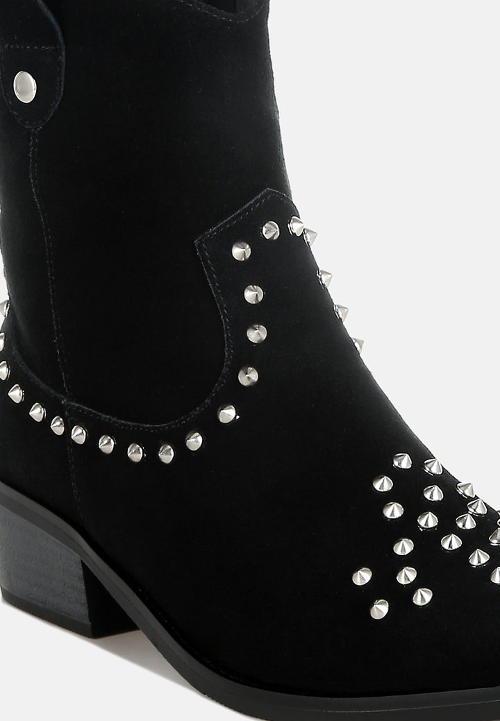women embellished studs cowboy boots#color_black