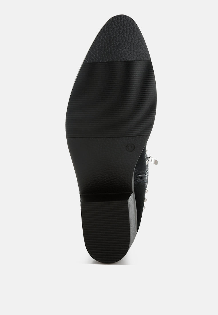 women embellished studs cowboy boots#color_black