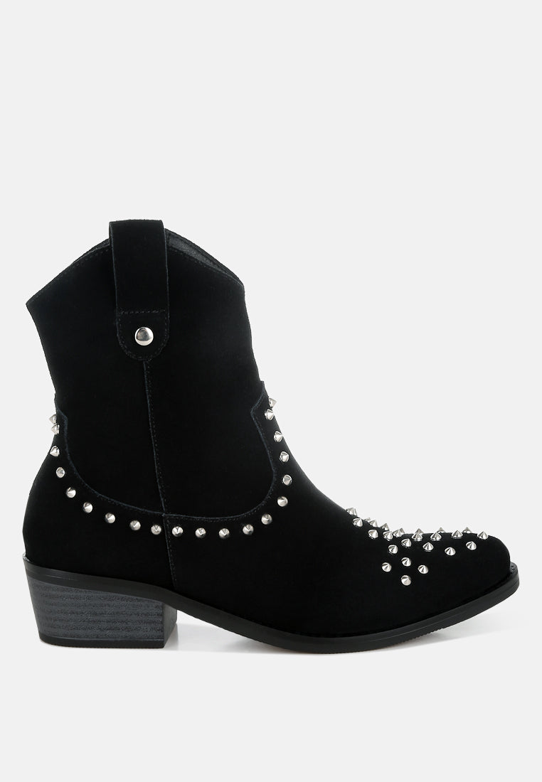 women embellished studs cowboy boots#color_black