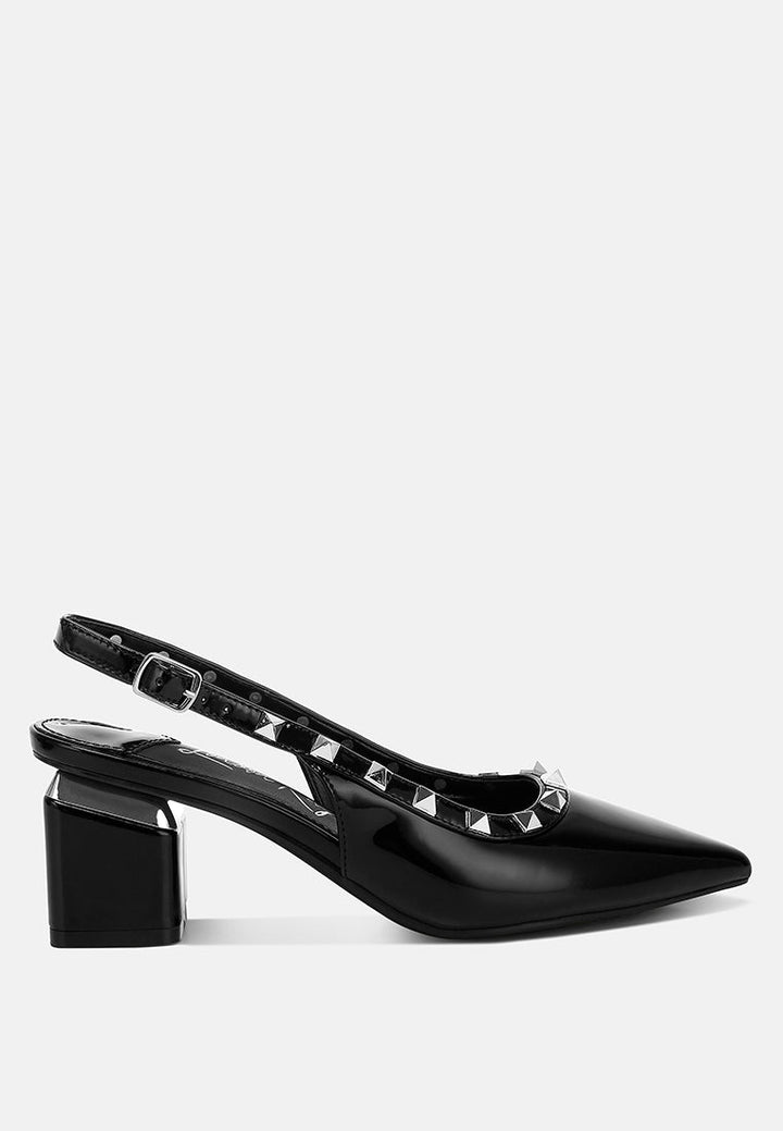 stud embellished slingback sandals
#color_black