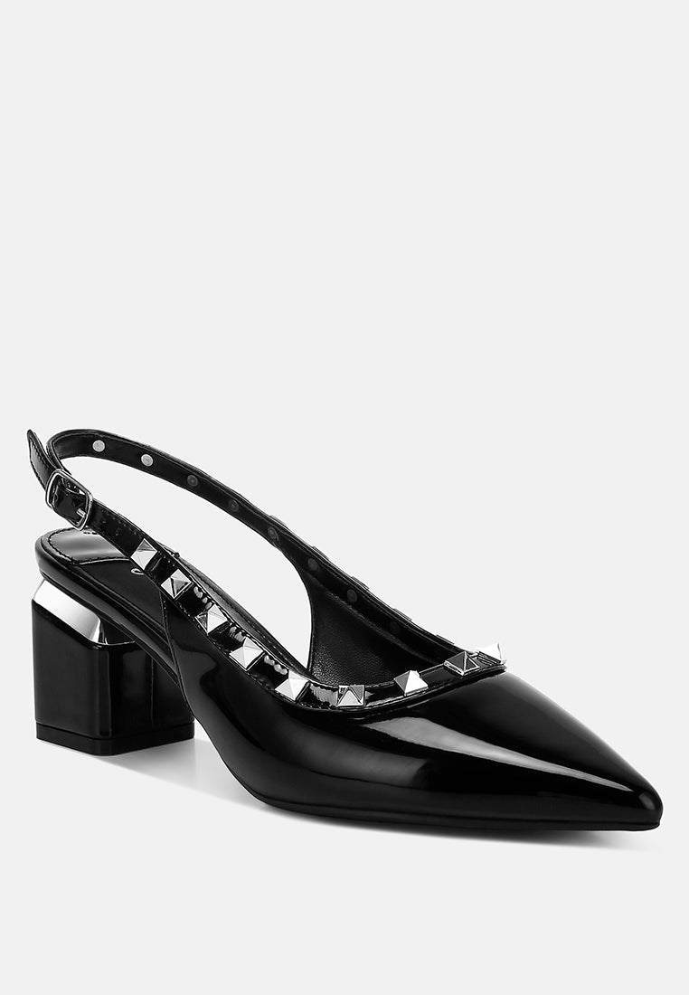 stud embellished slingback sandals
#color_black