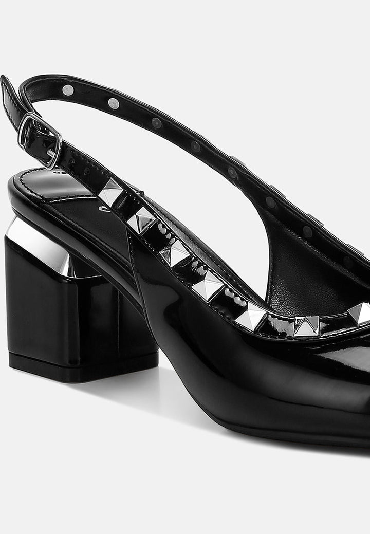 stud embellished slingback sandals
#color_black