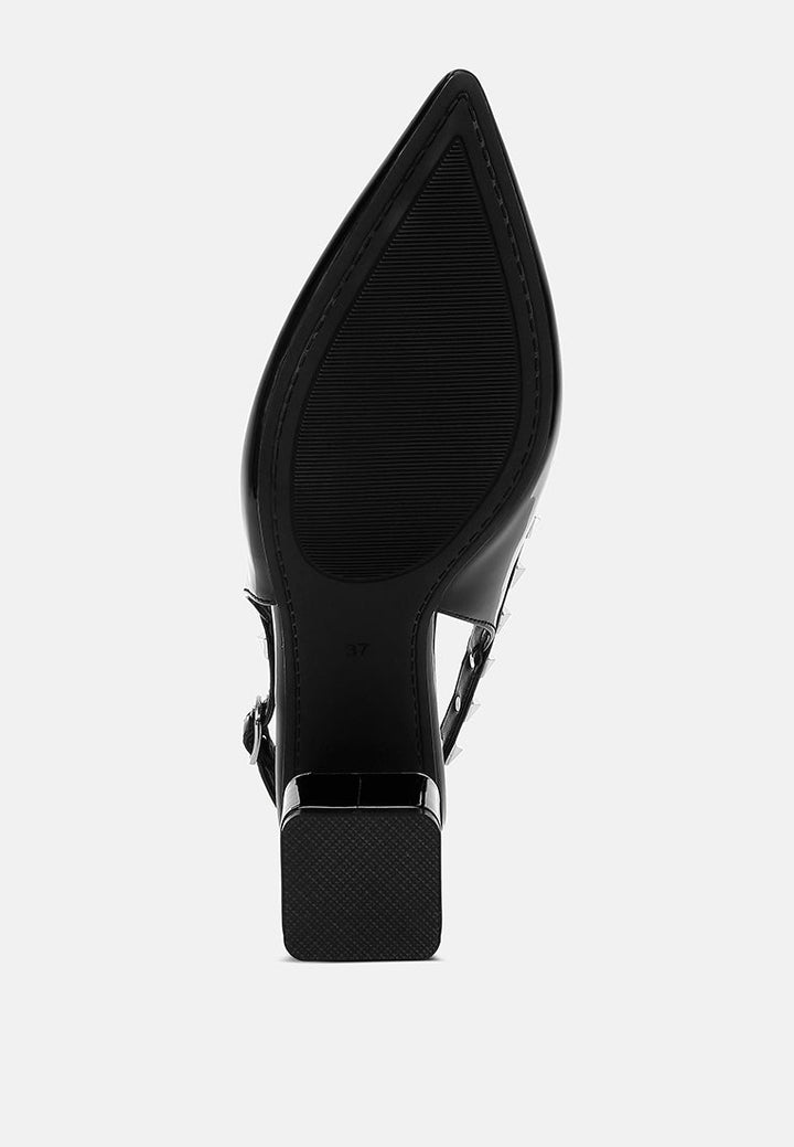 stud embellished slingback sandals
#color_black