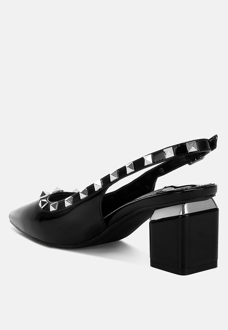stud embellished slingback sandals
#color_black