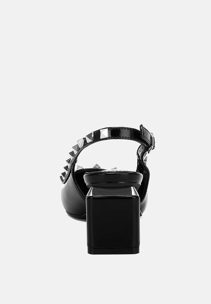 stud embellished slingback sandals
#color_black